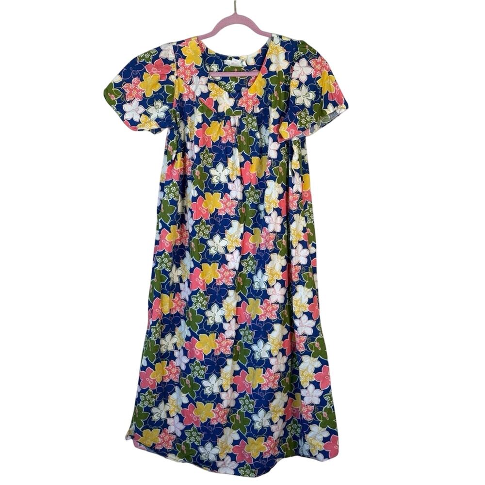 Vintage 90s Made in Hawaii Mumu Maxi Dress Womens M Tropical Vacation Modest